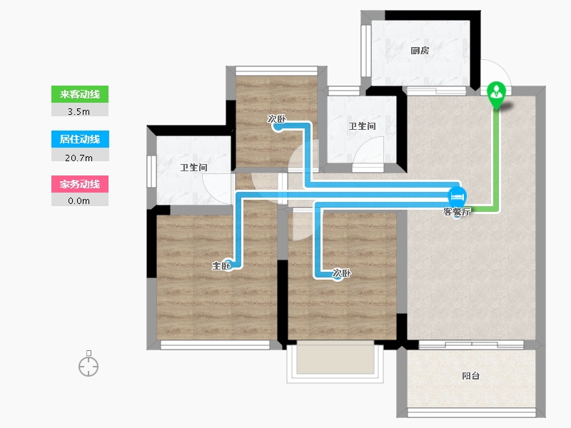 四川省-成都市-金成德信锦绣天成-63.95-户型库-动静线