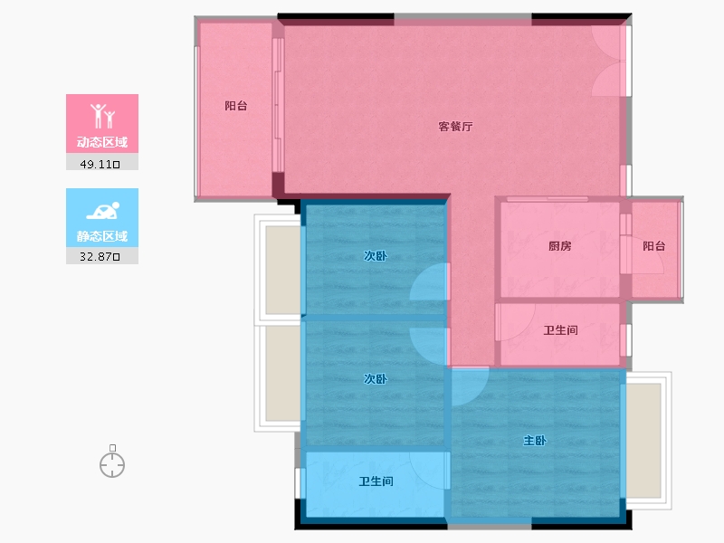 广东省-惠州市-丽日湖逸家园二期-74.68-户型库-动静分区