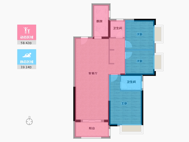 湖北省-咸宁市-福星城-锦悦府-95.20-户型库-动静分区