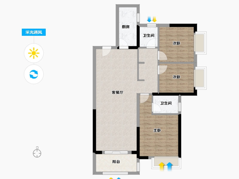 湖北省-咸宁市-福星城-锦悦府-95.20-户型库-采光通风