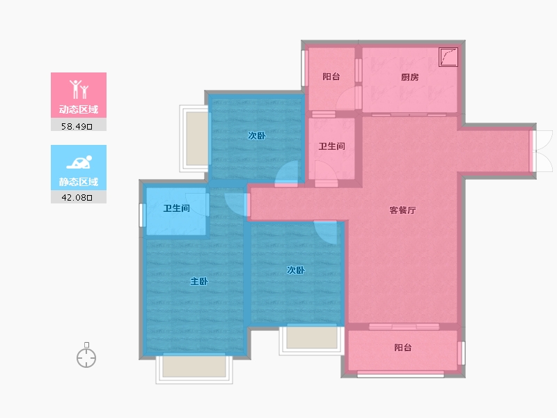 重庆-重庆市-康田·栖樾-94.00-户型库-动静分区