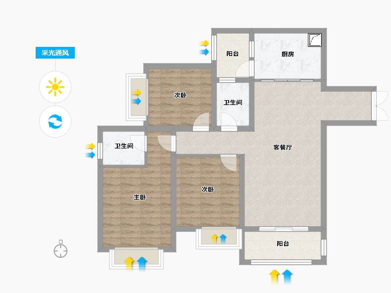 重庆-重庆市-康田·栖樾-94.00-户型库-采光通风