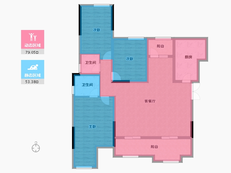 重庆-重庆市-华美翡丽山-118.81-户型库-动静分区