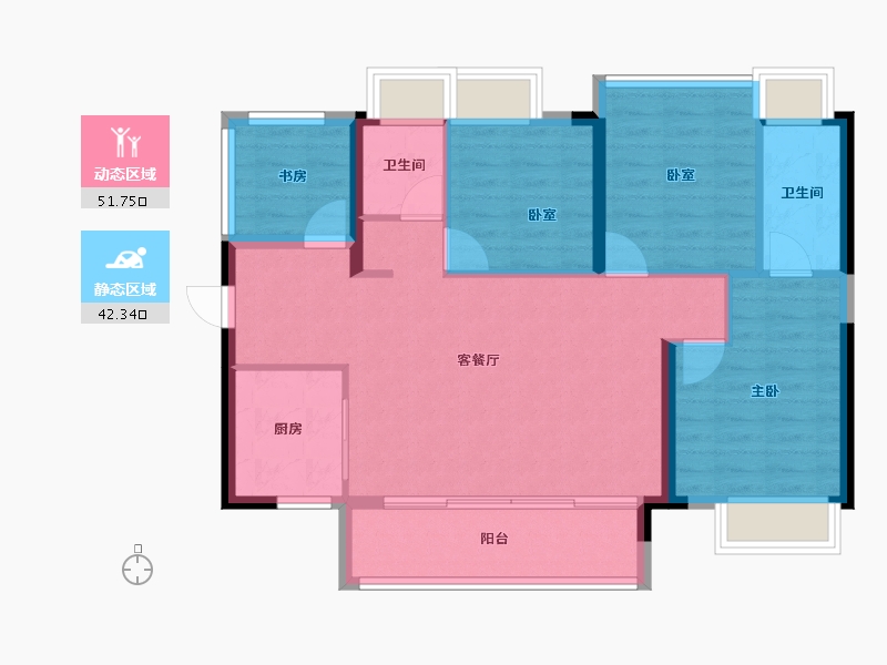 广东省-惠州市-康桥知园-84.86-户型库-动静分区