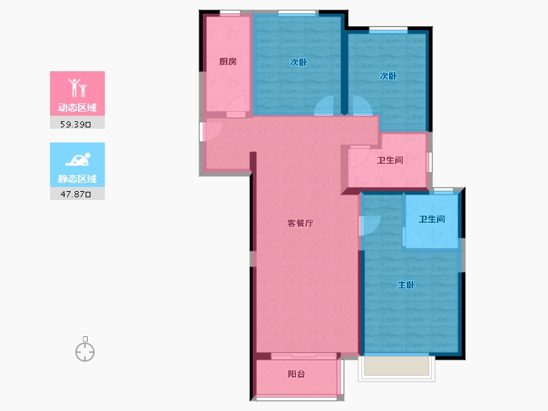 陕西省-西安市-富力开远城-96.00-户型库-动静分区