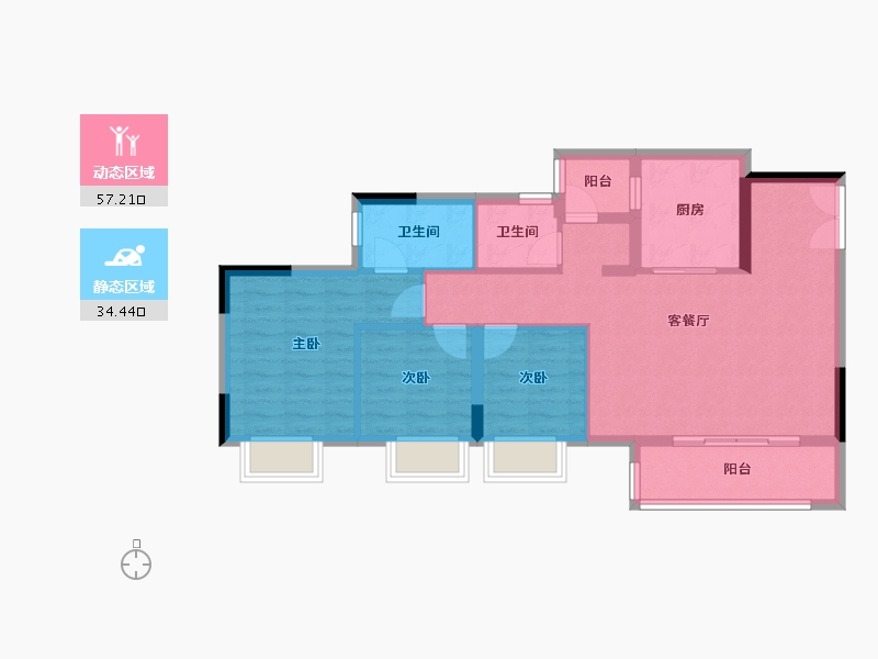 重庆-重庆市-三一云城-82.06-户型库-动静分区