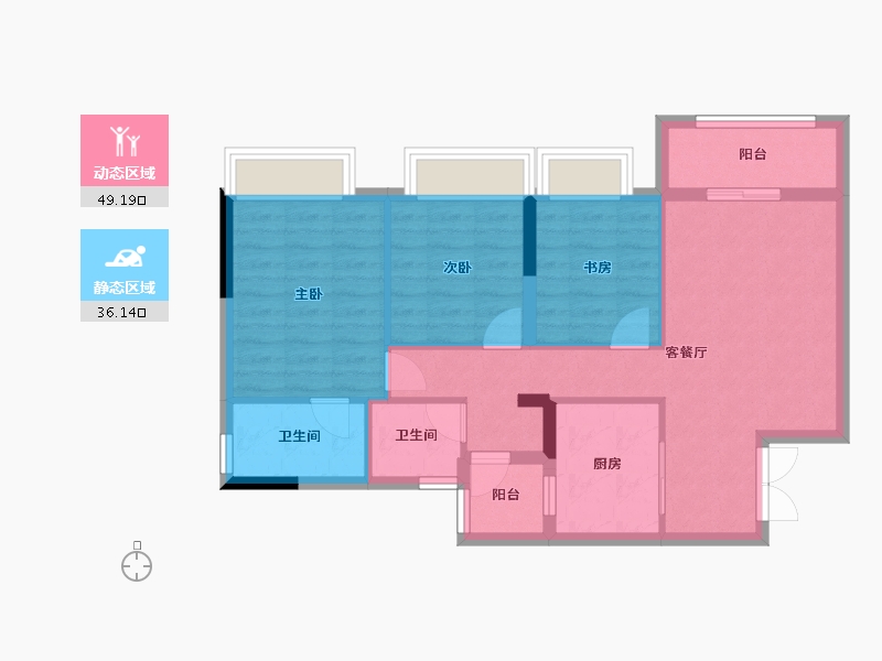 重庆-重庆市-三一云城-76.11-户型库-动静分区