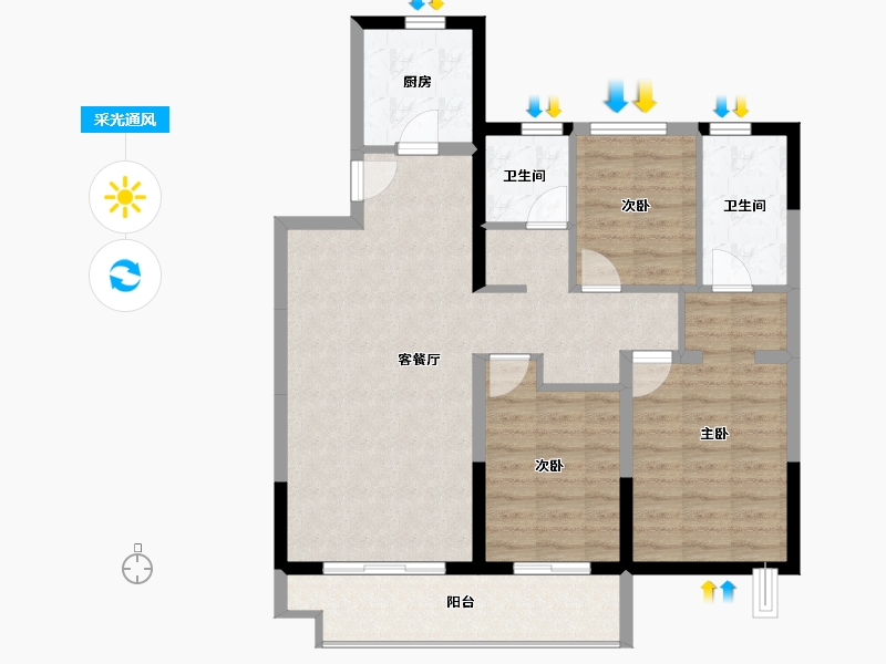 陕西省-西安市-富力开远城-89.36-户型库-采光通风