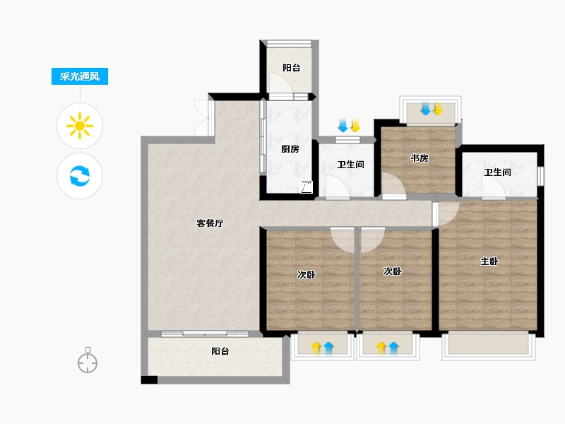 四川省-成都市-远大中央公园-106.71-户型库-采光通风