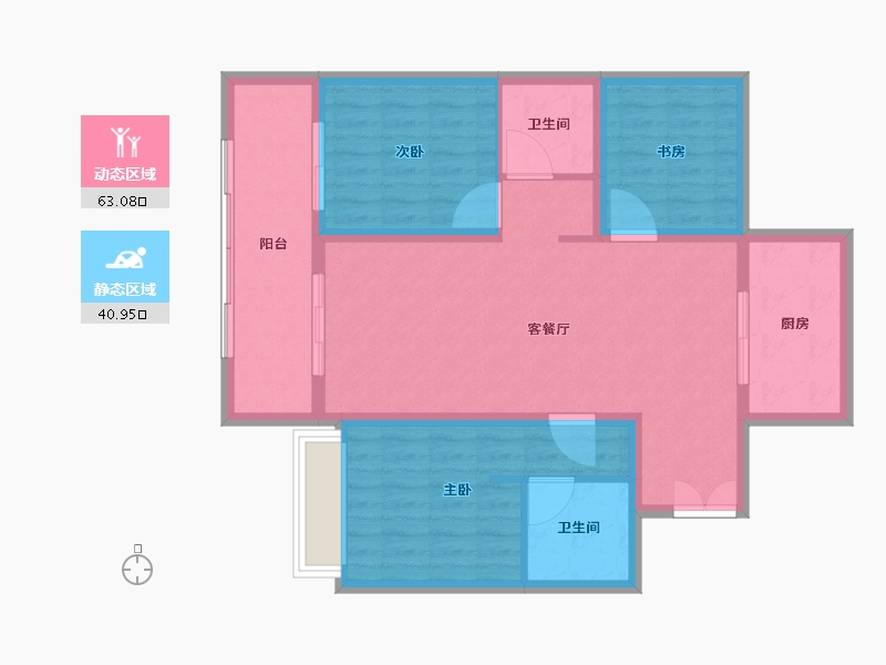 陕西省-西安市-富力开远城-94.40-户型库-动静分区