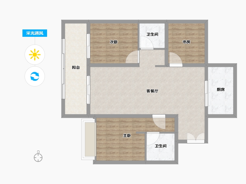 陕西省-西安市-富力开远城-94.40-户型库-采光通风