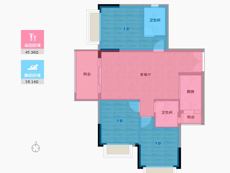 广东省-惠州市-丽日湖逸家园二期-75.98-户型库-动静分区