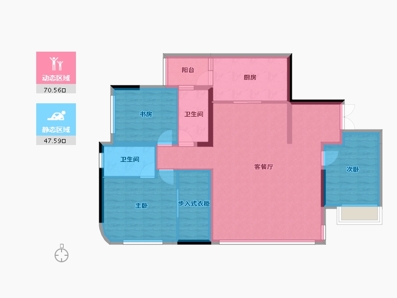 重庆-重庆市-香港置地启元-106.53-户型库-动静分区