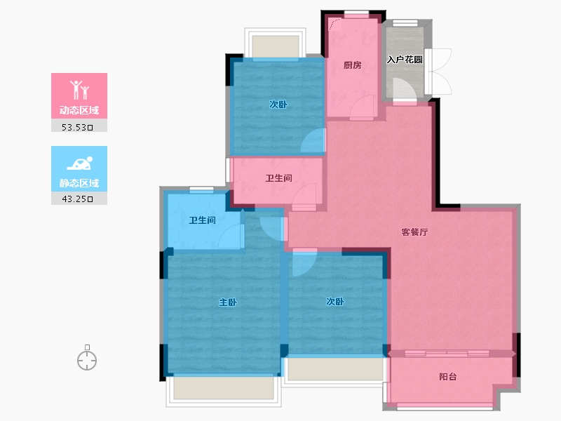 四川省-成都市-恒大银海湖-89.61-户型库-动静分区