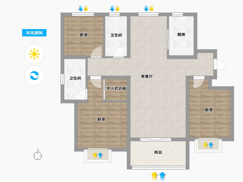 山东省-青岛市-海信君和-96.00-户型库-采光通风