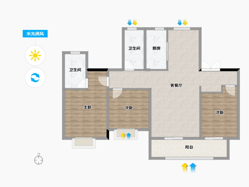 江苏省-徐州市-大华潘安湖首府-99.70-户型库-采光通风