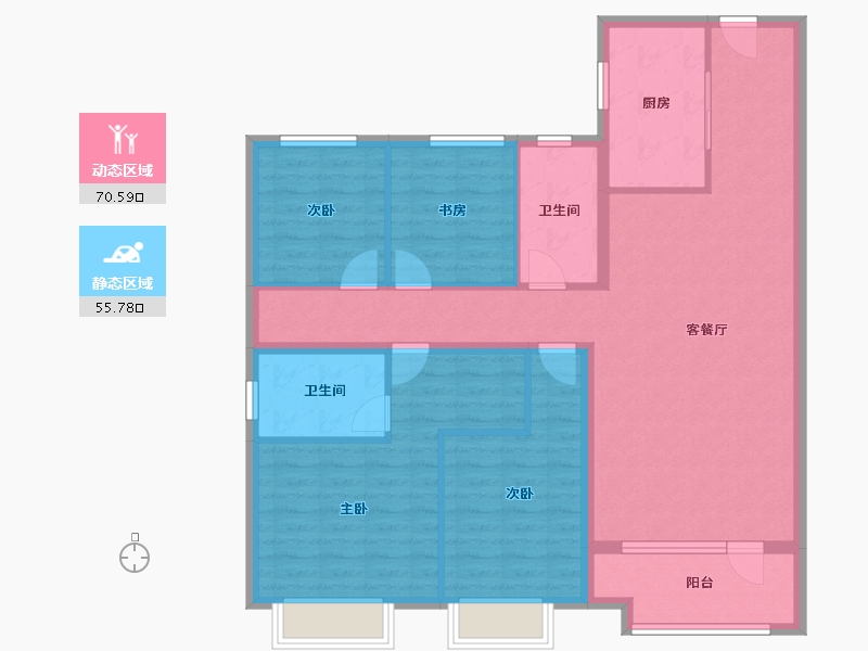 山东省-青岛市-胶州凯旋门-113.60-户型库-动静分区