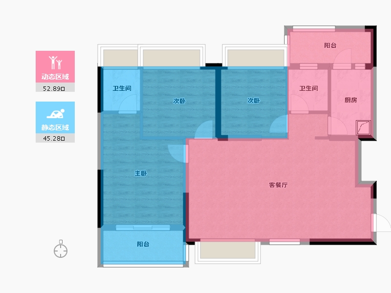 四川省-成都市-恒大银海湖-87.81-户型库-动静分区