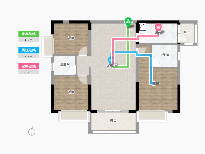 四川省-成都市-恒大银海湖-89.33-户型库-动静线