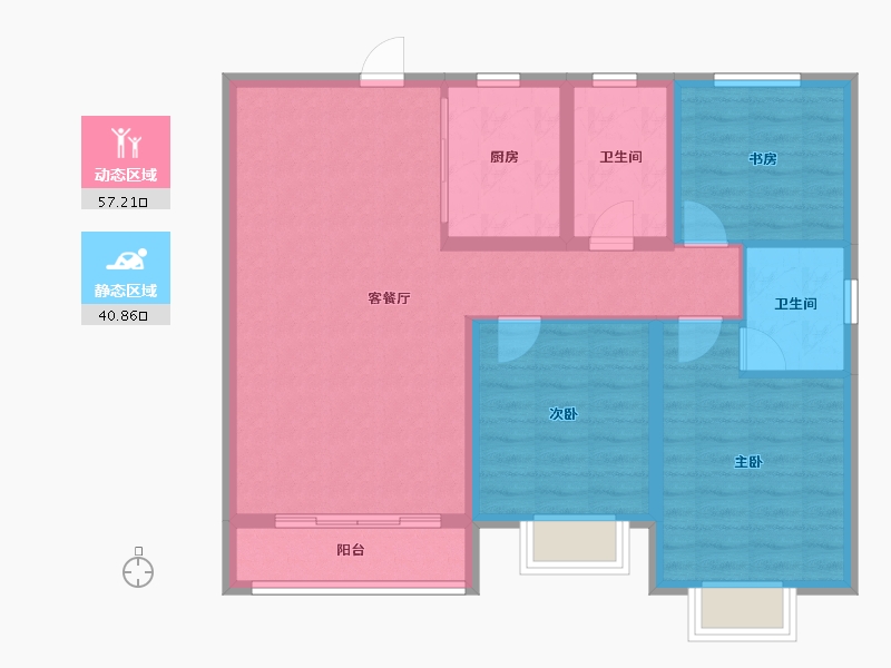 山东省-青岛市-金日君基新天地-88.00-户型库-动静分区