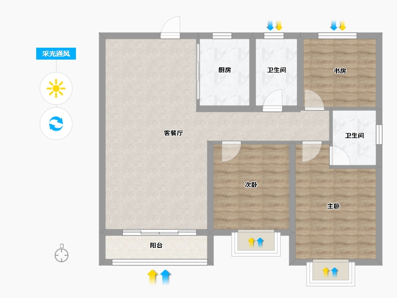 山东省-青岛市-金日君基新天地-88.00-户型库-采光通风