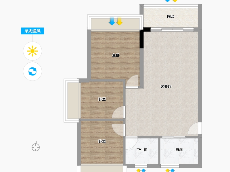 广东省-惠州市-康馨华府-64.79-户型库-采光通风