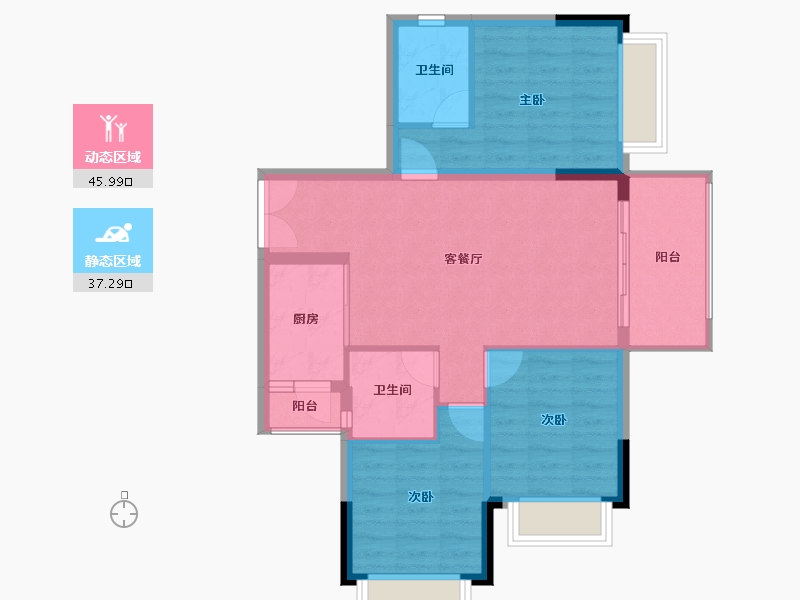 广东省-惠州市-丽日湖逸家园二期-75.24-户型库-动静分区