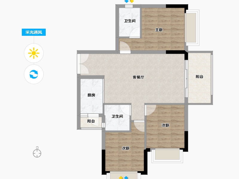 广东省-惠州市-丽日湖逸家园二期-75.24-户型库-采光通风