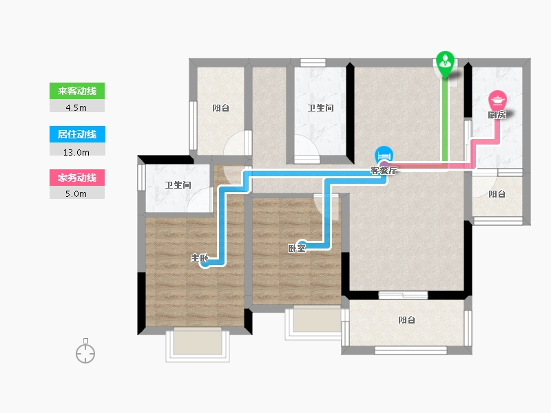 重庆-重庆市-滨江新时代-76.96-户型库-动静线