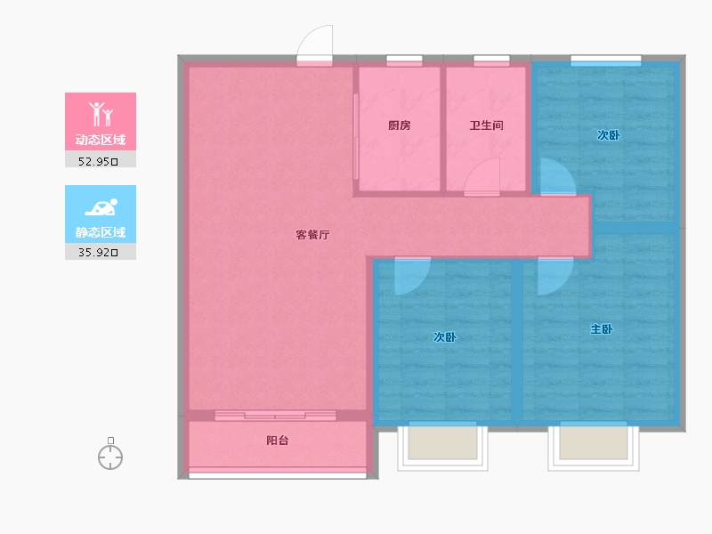 山东省-青岛市-金日君基新天地-80.00-户型库-动静分区