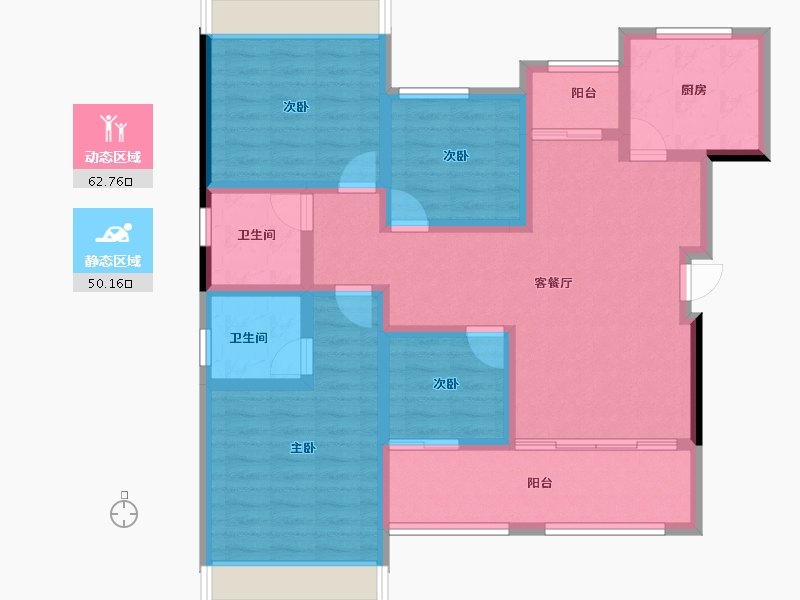 重庆-重庆市-金科禹洲府-99.75-户型库-动静分区