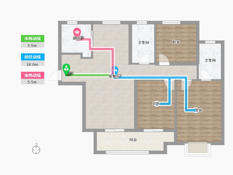 江苏省-徐州市-泉城壹號院-95.67-户型库-动静线