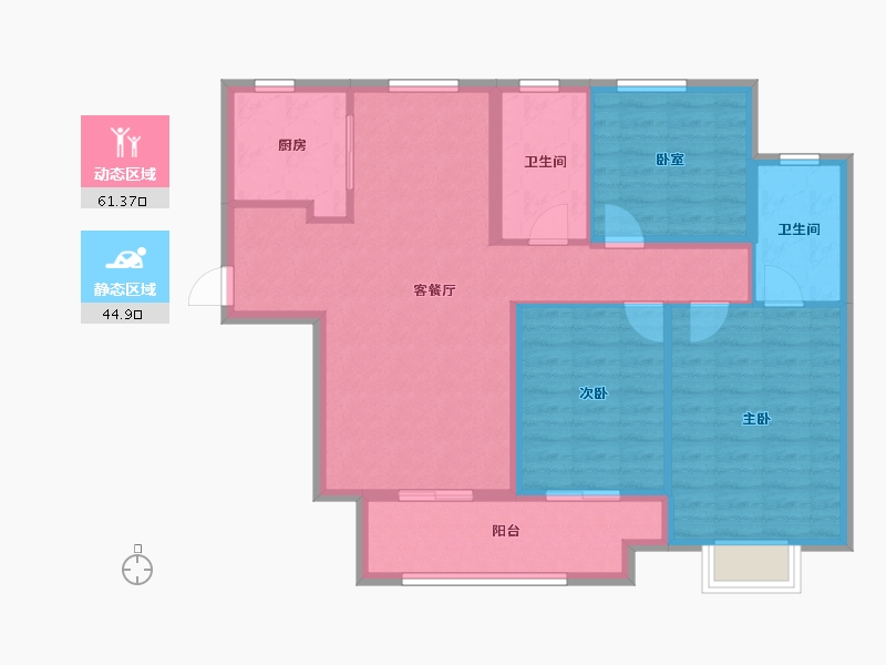 江苏省-徐州市-泉城壹號院-95.67-户型库-动静分区