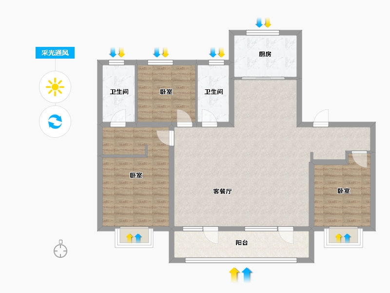 山东省-青岛市-海尔产城创翡翠公园-110.40-户型库-采光通风