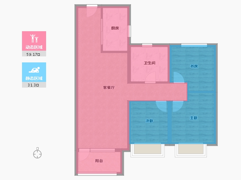 山东省-青岛市-胶州凯旋门-80.80-户型库-动静分区