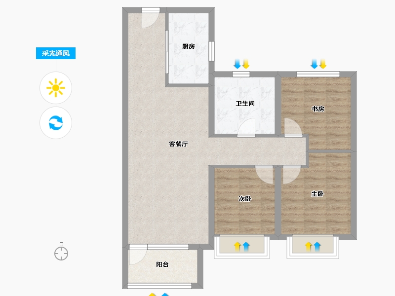 山东省-青岛市-胶州凯旋门-80.80-户型库-采光通风