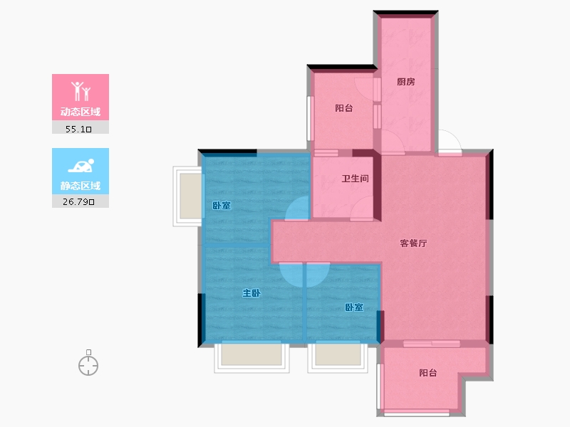 重庆-重庆市-恒大金碧天下-72.95-户型库-动静分区