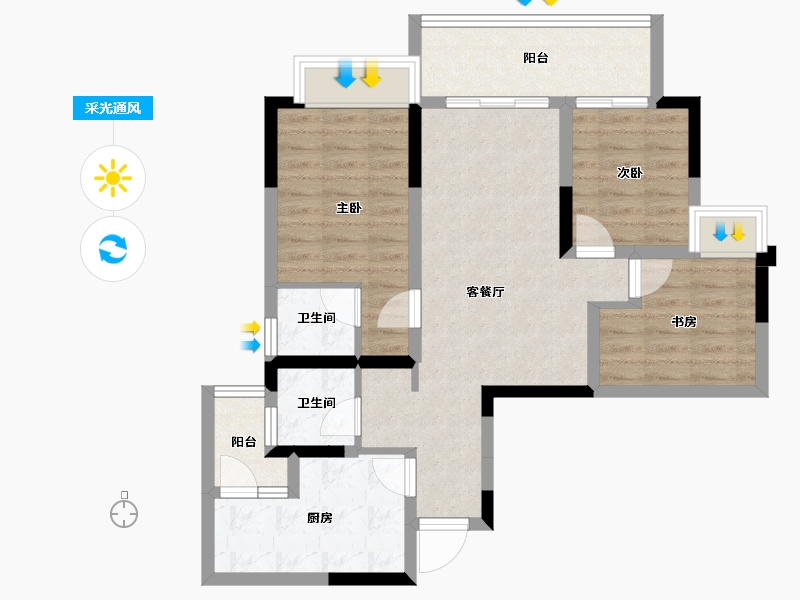 重庆-重庆市-金科南山-75.42-户型库-采光通风