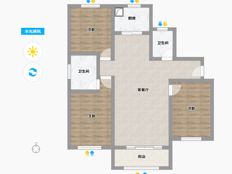 河北省-邢台市-开元悦城-116.00-户型库-采光通风