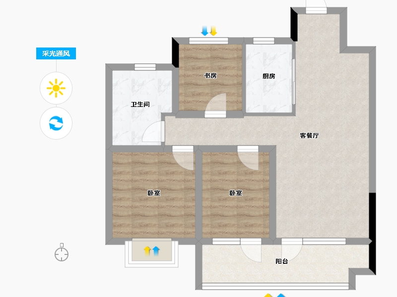 山东省-青岛市-紫金华府-72.00-户型库-采光通风