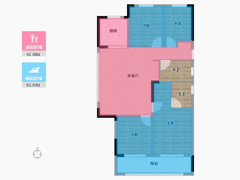 浙江省-绍兴市-武汉城建融创滨湖湾-103.26-户型库-动静分区