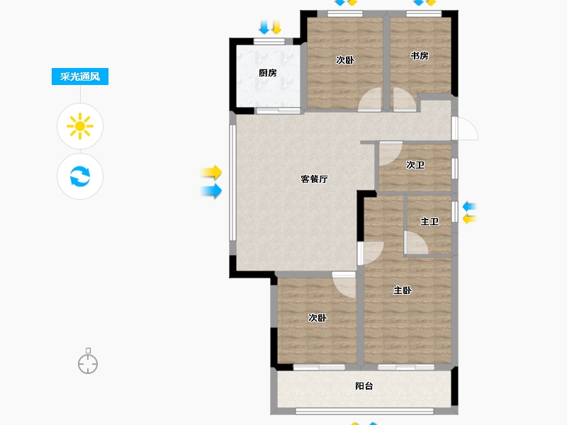 浙江省-绍兴市-武汉城建融创滨湖湾-103.26-户型库-采光通风