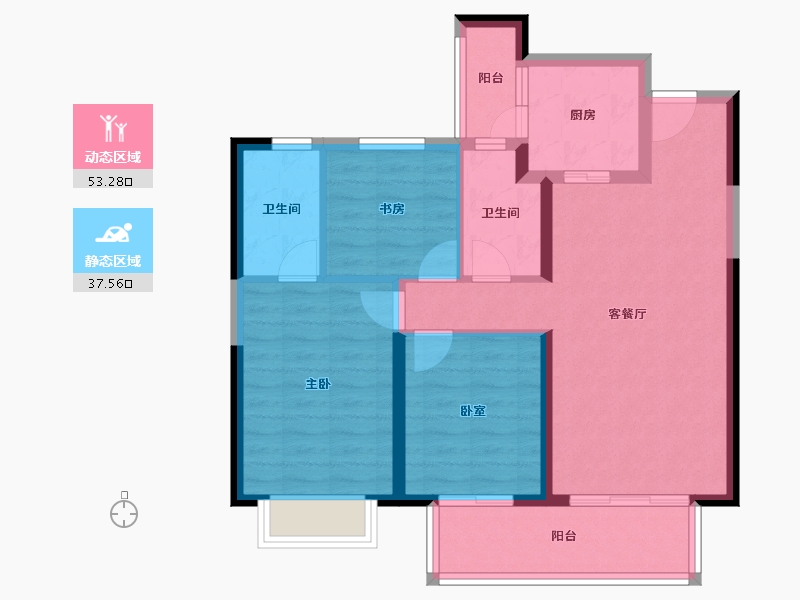 云南省-昆明市-世茂璀璨世家-80.91-户型库-动静分区