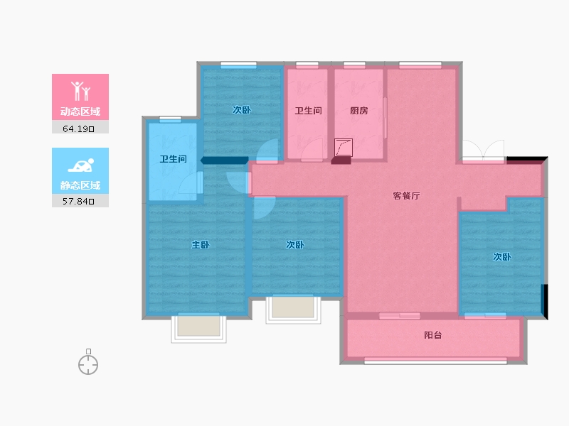 江苏省-徐州市-大华潘安湖首府-108.79-户型库-动静分区