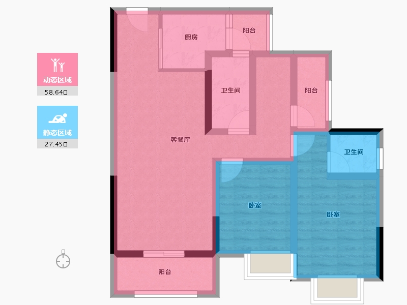 重庆-重庆市-滨江新时代-74.85-户型库-动静分区