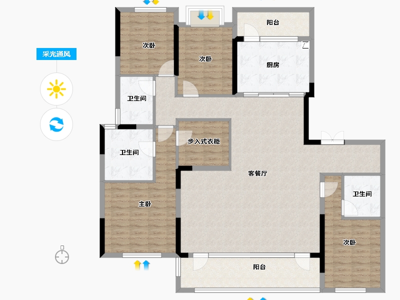 四川省-成都市-武侯金茂府-150.89-户型库-采光通风