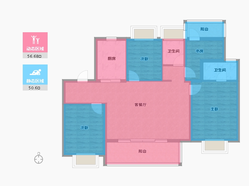 江苏省-苏州市-碧桂园云栖隐山-96.01-户型库-动静分区