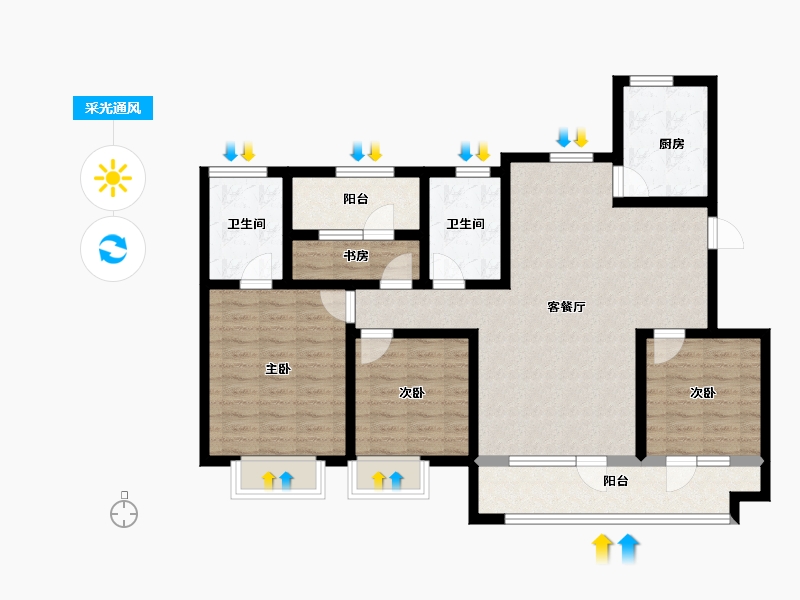 山东省-青岛市-星海府-104.00-户型库-采光通风