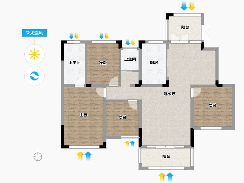 湖南省-长沙市-长房·宁洲府-115.99-户型库-采光通风