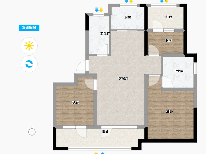 山东省-青岛市-山钢地产悦和山海-88.00-户型库-采光通风